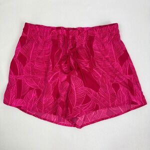 Gilligan & OMalley Pink Leaf Print Lounge Shorts Xs Sleepwear Drawstring Waist